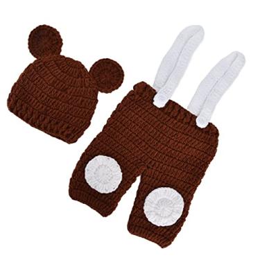 Imagem de Macacão de fotografia infantil, chapéu de malha para bebê adequado para a pele Macacão de algodão misturado e lavável portátil para estúdio fotográfico