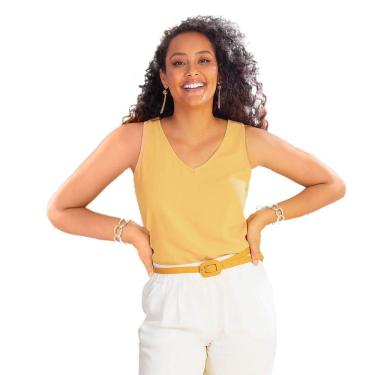 Imagem de Regata Feminina Básica Lisa Amarela