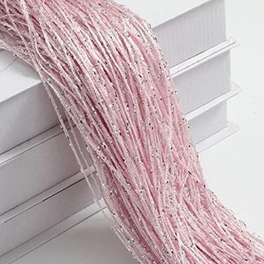 Imagem de peça Glitter Cortina Porta Cortina Miçangas Divisores de Sala Fringe Fringe Tecido Poliéster Painel de Janela 1x2m DIY Decoração de Casa, Rosa