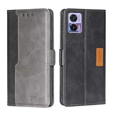 Imagem de For Motorola Edge 30 Neo Contrast Color Side Buckle Leather Phone Case