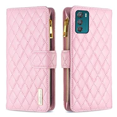 Imagem de For Motorola Moto G42 4G Diamond Lattice Zipper Wallet Leather Flip Phone Case