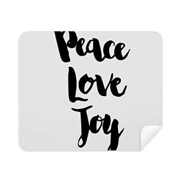 Imagem de Limpador de tela Peace Love Joy com citação de caligrafia de pano 2 peças de tecido de camurça