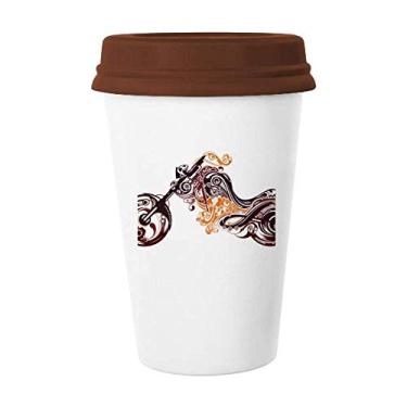 Imagem de Caneca colorida com contorno de grão de arte para motocicleta, copo de cerâmica para copo de café