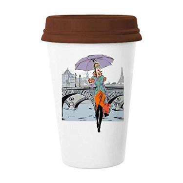 Imagem de Caneca de cerâmica Lady River Bridge France Mark de vidro para beber café
