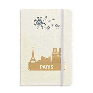 Imagem de Caderno com estampa de marco amarelo francês de Paris grosso de flocos de neve inverno