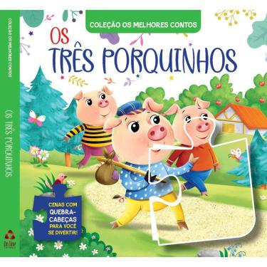 Imagem de Coleção Os Melhores Contos - Os Três Porquinhos | Livro Quebra-Cabeça