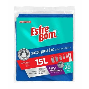 Imagem de EsfreBom - Saco para Lixo Almofada, Pack com 20 Sacos de 15L, Cor Azul, Bettanin