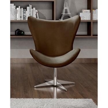 Imagem de Poltrona Alice Lisa Cadeira Egg Slim Pé Giratório de Metal Recepção, Escritório Marrom