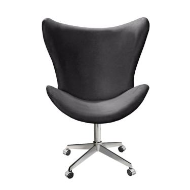 Imagem de Poltrona Alice Lisa Cadeira Egg Slim Pé Giratório com Rodinhas Recepção, Escritório Cinza grafite