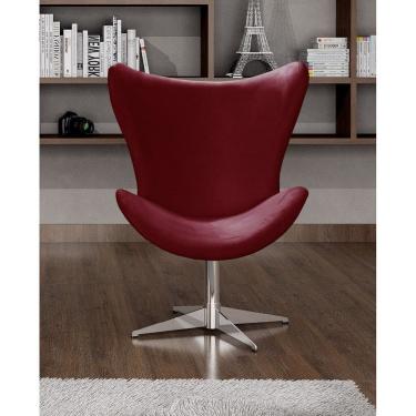 Imagem de Poltrona Alice Lisa Cadeira Egg Slim Pé Giratório de Metal Recepção, Escritório Bordô
