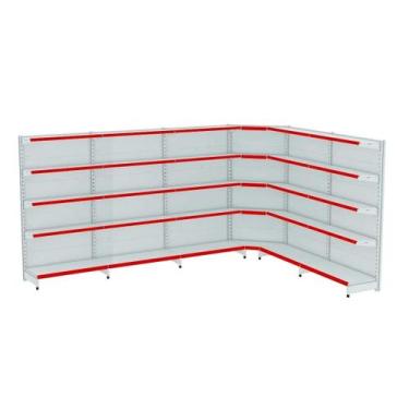 Imagem de Gondola Parede 202 Amapa FIT Kit 5 Metros 1 Canto Porta etiqueta Verme
