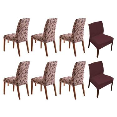 Imagem de Kit 8 Capa de Cadeira Estampada Lisa Alisso Chocolate Sultan