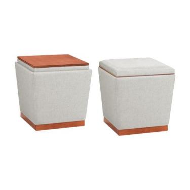 Imagem de Puff  Decorativo Retrô - Tecido Creme - Gran Decore