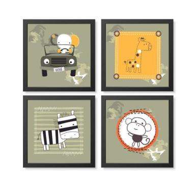 Imagem de Kit Quadro Decorativo Quarto Infantil Animais Safari Jeep - Creative C