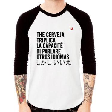 Imagem de Camiseta Raglan The cerveja triplica la capacité di parlare otros idio