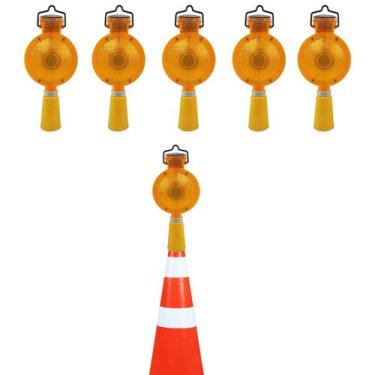 Imagem de Sinalizador Viario Solar Cone Kit 6 Uni Sinalizaçao Segurança Rodovia 