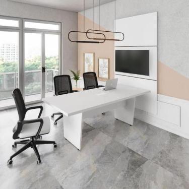 Imagem de Mesa Reunião 2,00m x 0,90m 1Cx Tomada e 3 Painéis de TV F5 - F5 Office