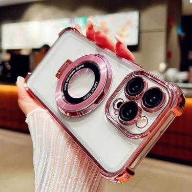 Imagem de Capa transparente com suporte magnético de luxo com glitter para Xiaomi Mi 13T 13 14 Ultra 12T Poco X6 Pro F6, capa macia, rosa, para Mi 13