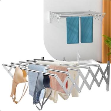 Imagem de Varal Sanfonado De Parede Retrátil Compacto Para Apartamento 100cm x 1