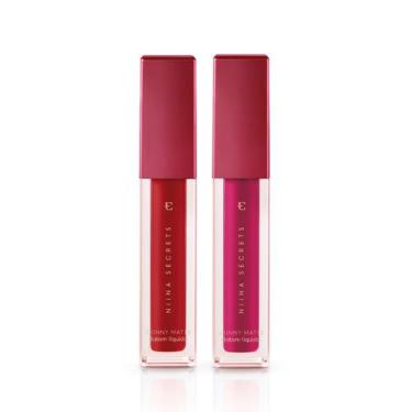 Imagem de Combo Batom Líquido Niina Secrets Skinny Matte: Vermelho Hibisco 5ml +