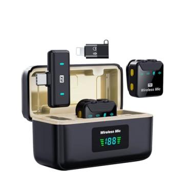 Imagem de Microfone de Lapela Sem Fio 2 em 1, Plug and Play, Redução de Ruído, Receptor e Estojo de Carregamento, Áudio Profissional para Lives, Gravações e Reuniões, Compatível com USB-C e iPhone 15