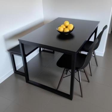 Imagem de Mesa de Jantar Quadrada 80x80cm - Modelo Industrial em Metalon Reforça