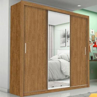 Imagem de Guarda Roupa Casal Com Espelho 3 Portas de Correr 4 Gavetas Melissa Gl