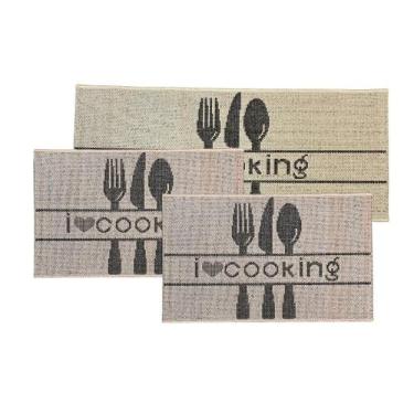 Imagem de Jogo De Tapete Com 3 Peças Passadeiras Decoração Cozinha em Sisal Poli