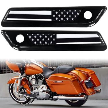 Imagem de Alicatong Inserções de alforje com bandeira americana americana capa de trava rígida serve para Harley Davidson Touring/Street Glides/Road Glides 2014 e acessórios externos mais recentes