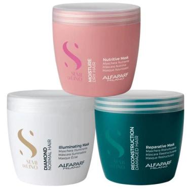 Imagem de Kit Cronograma Capilar Semi di Lino Alfaparf 3 Máscaras 500ml Brilho N