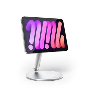 Imagem de LULULOOK Suporte magnético de 360° para iPad mini 7 A17 Pro/Mini 6 21.1 cm (2024/2021), suporte de mesa dobrável de liga de alumínio com base giratória de 360° para Apple iPad mini 7/6 desenho