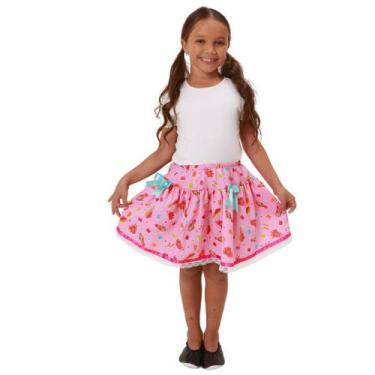 Imagem de Saia Junina Infantil Rosa com Balões e Laços Azul - Sulamericana, Rosa
