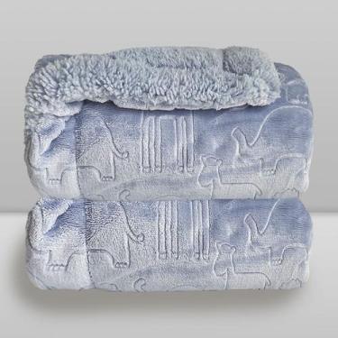 Imagem de Cobertor Donna Laço Bebê Plush com Sherpa Ferrete, Azul, 90X110