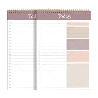 Imagem de KMQOY Bloco de notas para fazer – Pacote com 2 blocos para planejamento diário sem data, 52 folhas espiral Today Planner bloco de notas premium papel grosso 16,5 x 25 cm para trabalho e organização