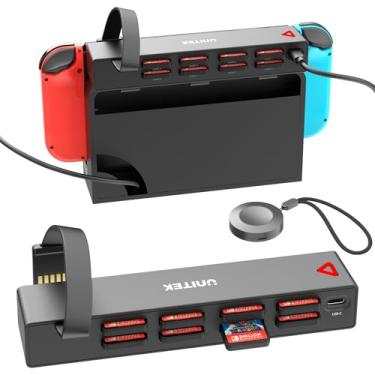 Imagem de Unitek Switch leitor de cartão de jogo, versão atualizada, comutador de jogos multi-switch com controle remoto, 8 cartões de leitura e adaptadores de troca rápida para Nintendo Switch/Switch OLED