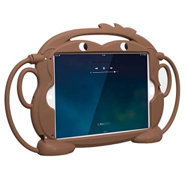 Imagem de CHIN FAI Capa Infantil Para Ipad 2017/2018 [Série Monkey Com Duas Faces] Protetora De Silicone Alça E Suporte À Prova Choque Tablets Pro/Air/Air2/5º/6º 9,7 Polegadas (Marrom)