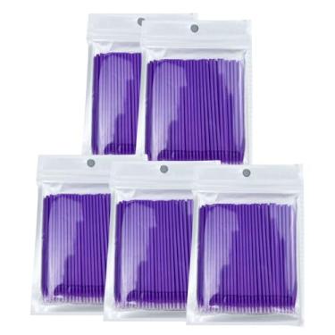 Imagem de SENLIN DENTAL 500 peças de microcotonetes, micropincéis descartáveis, aplicadores labiais para maquiagem e cuidados pessoais, microcotonetes para delineador, extensões de cílios, unhas (roxo)