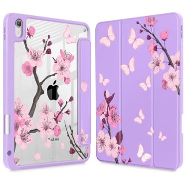 Imagem de May Chen Capa para iPad Air 11 (M3 2025 / M2 2024) 7º 6º, iPad Air 4 e 5 de 10,9 polegadas, 5º 4º (2022/2020) - Suporte para lápis + hibernar/despertar automático, capa traseira transparente à prova