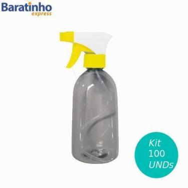 Imagem de Kit 100 Pulverizador Frasco 500 Ml Borrifador Spray Amarelo - Satyam