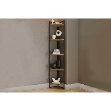 Imagem de Prateleira Decorativa Sala Estar Industrial LI022 Freijo/Preto - Kappesberg