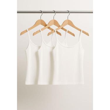 Imagem de Kit 3 Regatas Alcinha Canelada Brancas Salvatore - Salvatore Fashion, 