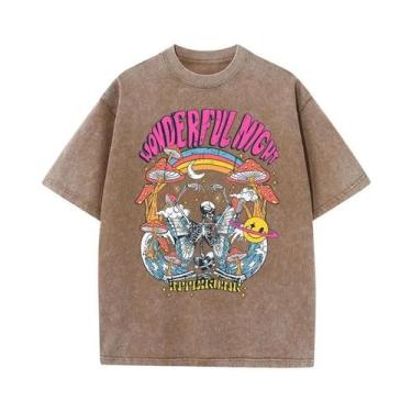 Imagem de Camiseta Feminina Oversized Confortável Com Estampa De Esqueleto Borbo