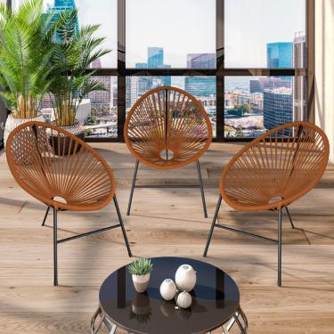 Imagem de Conjunto 3 Cadeiras Para Area Externa Acapulco Aço Carbono Ocre