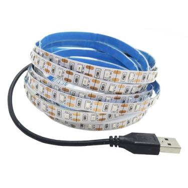 Imagem de Vrabocry Fita de luz LED USB vermelha 5V alimentada por USB 5 m/5 m, 300 LEDs, flexível, SMD2835, não impermeável, IP20, fita de LED para TV de fundo, decoração de casa, lâmpada