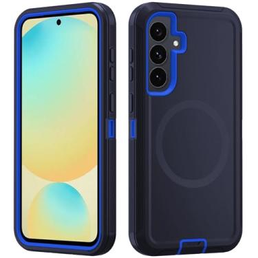 Imagem de Asuwish Capa de telefone para Samsung Galaxy S24 FE 5G com protetor de tela de vidro temperado, capa magnética híbrida à prova de choque protetora resistente acessórios resistentes S 24 EF AI S24FE