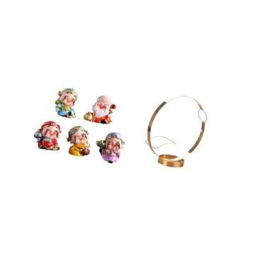 Imagem de Fenteer Estatuetas de Resina Do Da Fortuna E Suportes para Garrafas de Vinho de Ferro, Esculturas de Mesa, Mini Estátuas, Organizador de Metal para Quart