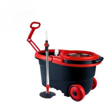 Imagem de Mop Plus Giratório Inox Com Rodas E Alça Cabo 150 Cm Ideal Para Limpeza Sem Esforço(Vermelho)