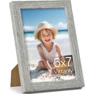 Imagem de Vittanly Porta-retrato 12 x 18 cm, feito de madeira maciça e acrílico inquebrável, moldura de madeira para montagem na parede ou exibição de mesa, moldura para decoração de casa com suporte, cinza, 1