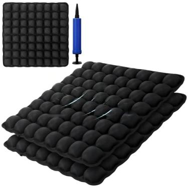 Imagem de Fiwochic 2 pacotes de almofada inflável para assento de ar para carro, escritório, cadeira de rodas, tapete de acampamento para alívio da pressão da dor, 45,7 cm x 45,7 cm