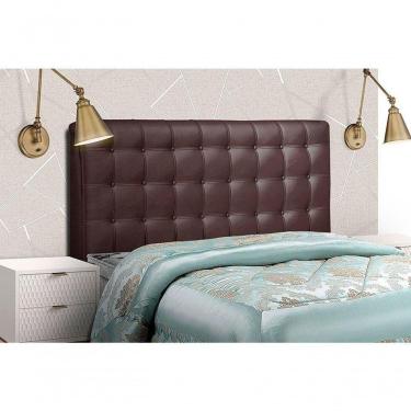 Imagem de Cabeceira Cama Box Estofada Casal Casal Dama Suede Marrom Chocolate - Simbal